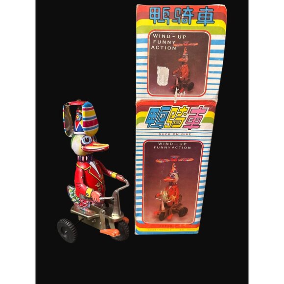Vintage Wind-Up Duck On Bike Toy With Box Beijing No.1 Toy Factory Collectible - Picture 11 of 11